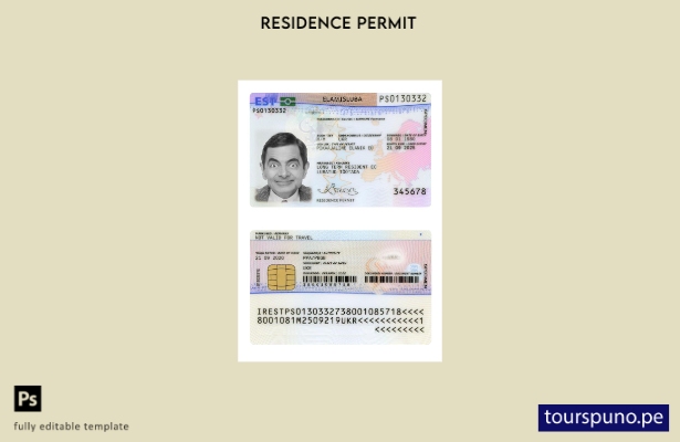 listo para imprimir la tarjeta de permiso de residencia de Estonia, plantilla ac